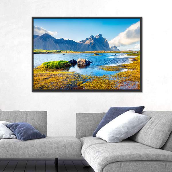 Stokksnes Headland Canvas Wall Art-5 Horizontal-Gallery Wrap-22" x 12"-Tiaracle