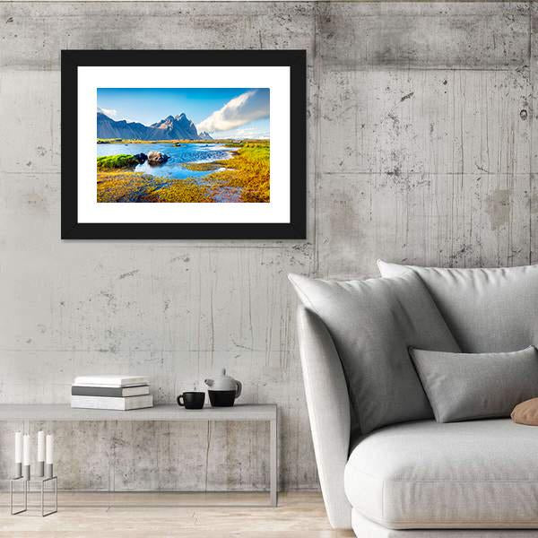 Stokksnes Headland Canvas Wall Art-5 Horizontal-Gallery Wrap-22" x 12"-Tiaracle