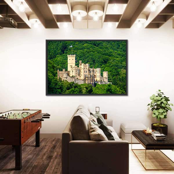 Stolzenfels Castle At Rhine Valley Canvas Wall Art-1 Piece-Floating Frame-36" x 24"-Tiaracle