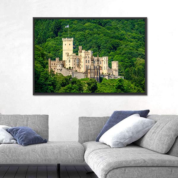 Stolzenfels Castle At Rhine Valley Canvas Wall Art-5 Horizontal-Gallery Wrap-22" x 12"-Tiaracle