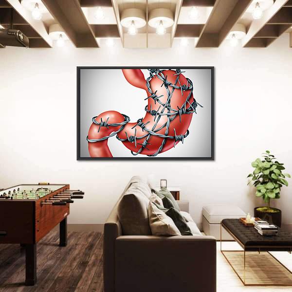Stomach Pain Canvas Wall Art-1 Piece-Floating Frame-24" x 16"-Tiaracle