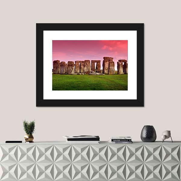 Stonehenge In Sunset Canvas Wall Art-5 Horizontal-Gallery Wrap-22" x 12"-Tiaracle