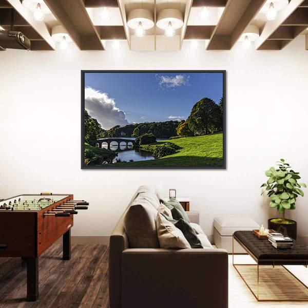 Stourhead Gardens In Wiltshire Canvas Wall Art-1 Piece-Floating Frame-36" x 24"-Tiaracle