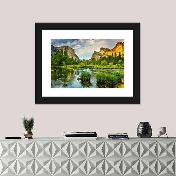 Stream Flowing In Yosemite National Park Canvas Wall Art-1 Piece-Framed Print-20" x 16"-Tiaracle