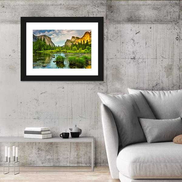 Stream Flowing In Yosemite National Park Canvas Wall Art-3 Horizontal-Gallery Wrap-25" x 16"-Tiaracle