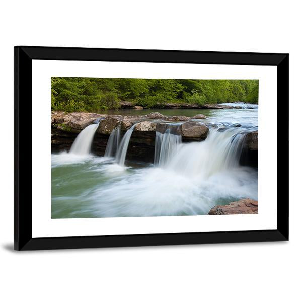 Stream In Forest Canvas Wall Art-5 Horizontal-Gallery Wrap-22" x 12"-Tiaracle