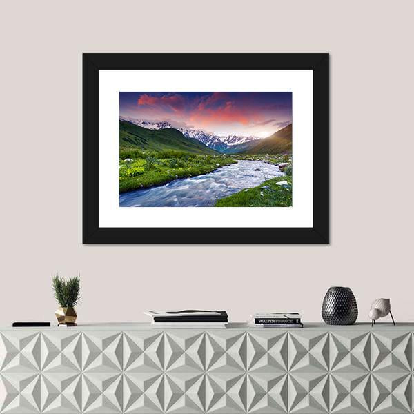 Stream Near Mt. Shkhara Canvas Wall Art-5 Horizontal-Gallery Wrap-22" x 12"-Tiaracle
