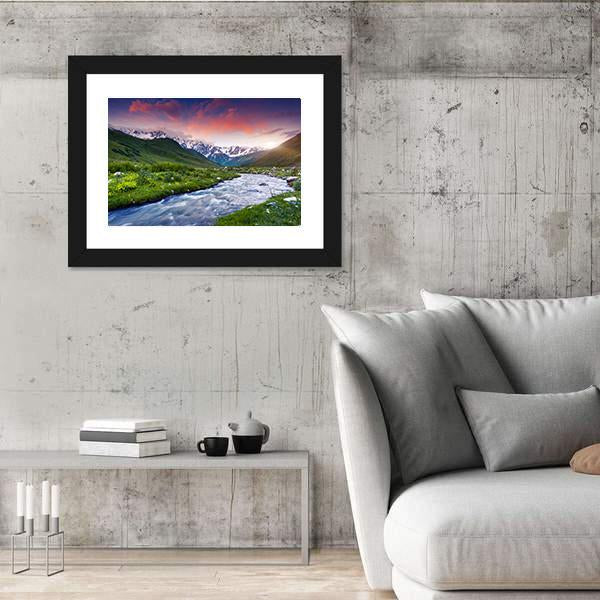 Stream Near Mt. Shkhara Canvas Wall Art-5 Horizontal-Gallery Wrap-22" x 12"-Tiaracle