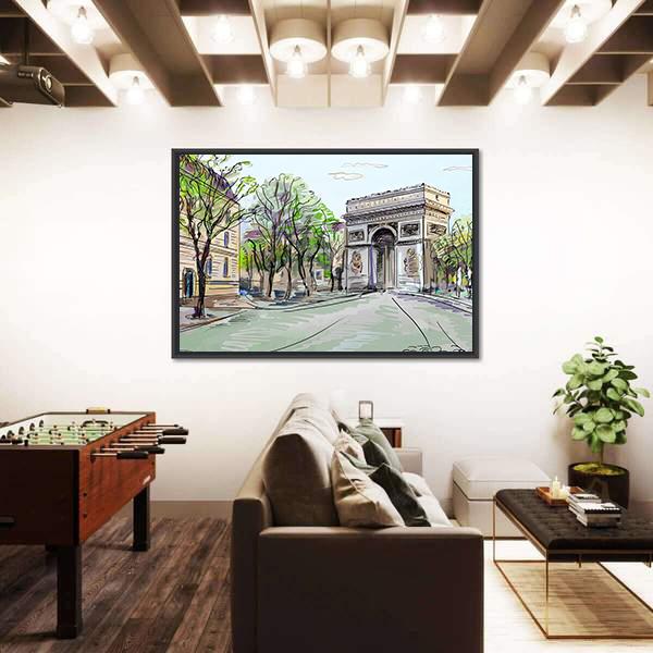 Street In Paris Canvas Wall Art-5 Horizontal-Gallery Wrap-22" x 12"-Tiaracle