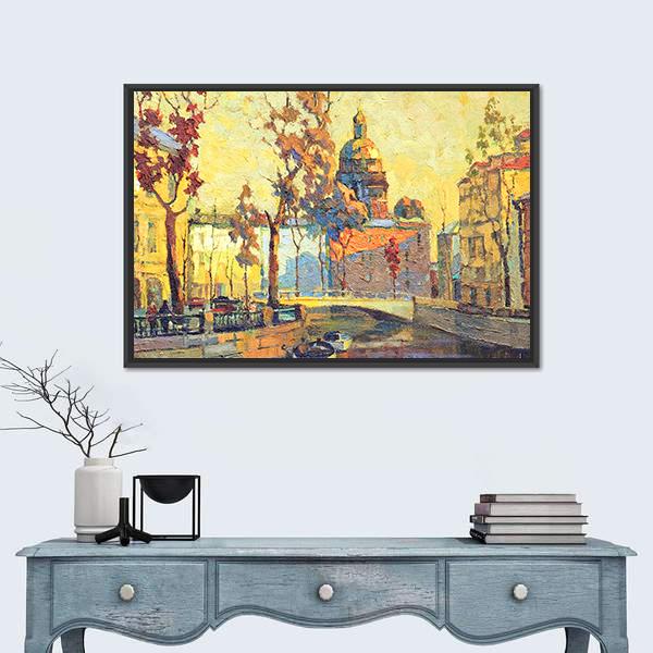 Streets Of St Petersburg Canvas Wall Art-1 Piece-Floating Frame-24" x 16"-Tiaracle