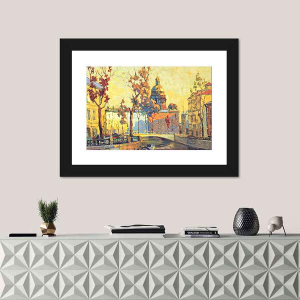 Streets Of St Petersburg Canvas Wall Art-1 Piece-Framed Print-20" x 16"-Tiaracle