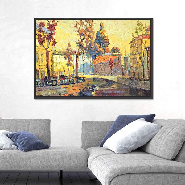 Streets Of St Petersburg Canvas Wall Art-3 Horizontal-Gallery Wrap-25" x 16"-Tiaracle