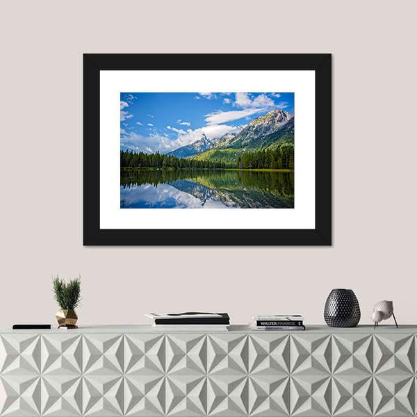 String Lake Mountain Landscape Near Jackson Canvas Wall Art-1 Piece-Framed Print-20" x 16"-Tiaracle