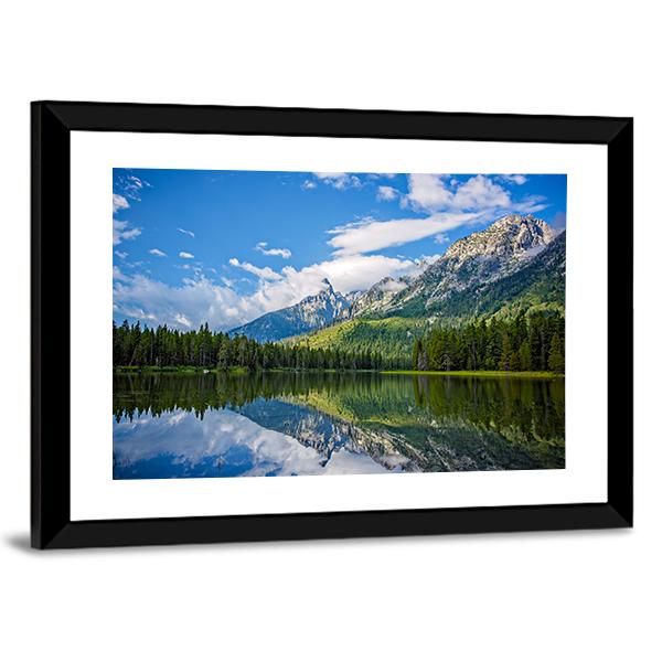 String Lake Mountain Landscape Near Jackson Canvas Wall Art-3 Horizontal-Gallery Wrap-25" x 16"-Tiaracle
