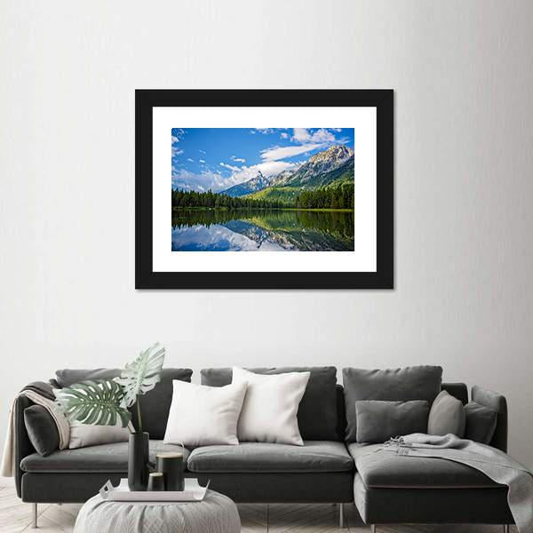 String Lake Mountain Landscape Near Jackson Canvas Wall Art-3 Horizontal-Gallery Wrap-25" x 16"-Tiaracle
