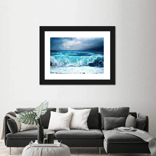 Strong Storm Seascape Canvas Wall Art-1 Piece-Framed Print-20" x 16"-Tiaracle