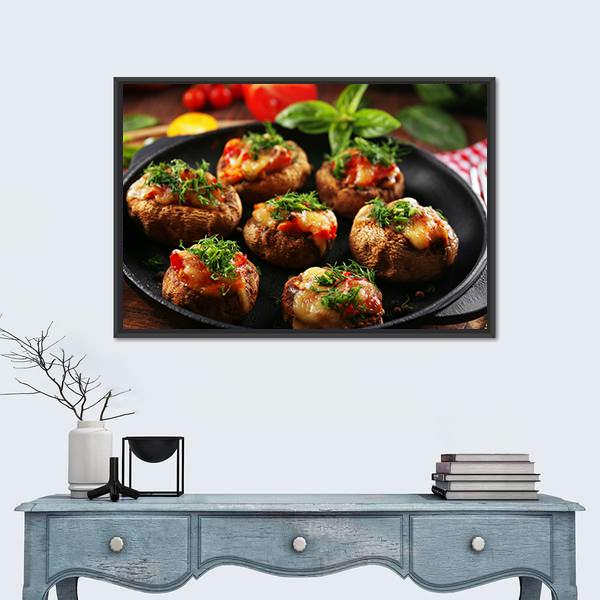 Stuffed Mushrooms And Vegetables Canvas Wall Art-5 Horizontal-Gallery Wrap-22" x 12"-Tiaracle