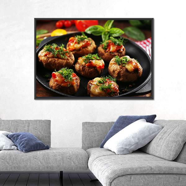 Stuffed Mushrooms And Vegetables Canvas Wall Art-5 Horizontal-Gallery Wrap-22" x 12"-Tiaracle