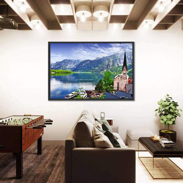 Stunning Alpen Scenery Of Hallstatt Canvas Wall Art-5 Horizontal-Gallery Wrap-22" x 12"-Tiaracle