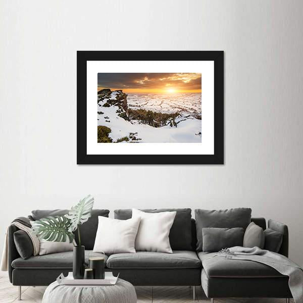 Stunning Winter Sunset Landscape Canvas Wall Art-3 Horizontal-Gallery Wrap-25" x 16"-Tiaracle