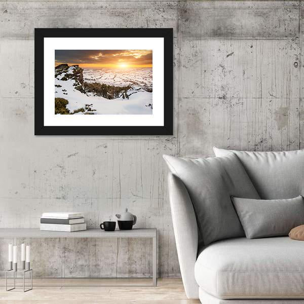 Stunning Winter Sunset Landscape Canvas Wall Art-3 Horizontal-Gallery Wrap-25" x 16"-Tiaracle