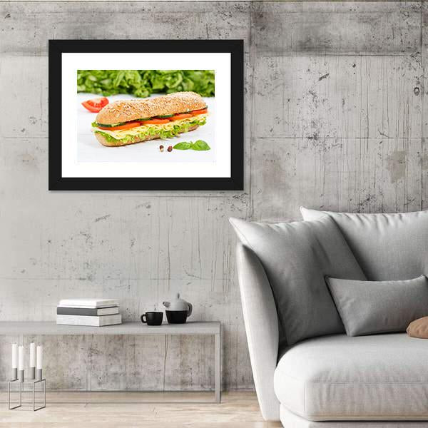Sub Sandwich With Cheese Canvas Wall Art-5 Horizontal-Gallery Wrap-22" x 12"-Tiaracle