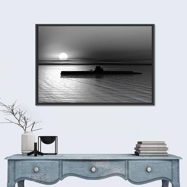 Submarine On The Sea Canvas Wall Art-5 Horizontal-Gallery Wrap-22" x 12"-Tiaracle