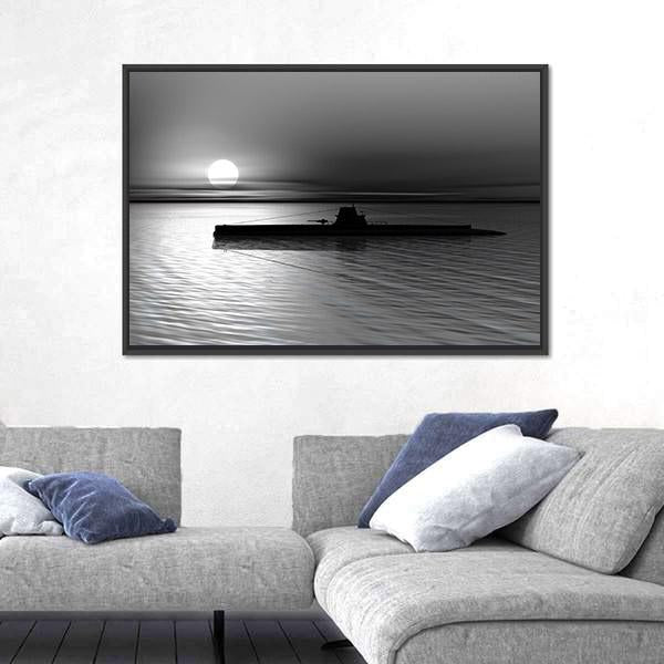 Submarine On The Sea Canvas Wall Art-5 Horizontal-Gallery Wrap-22" x 12"-Tiaracle