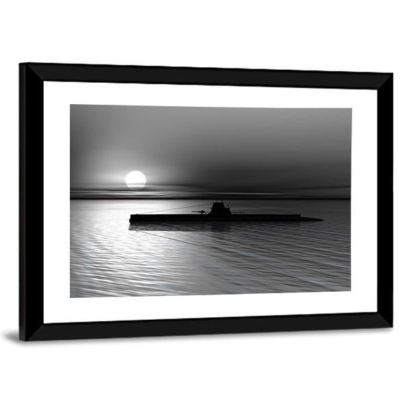 Submarine On The Sea Canvas Wall Art-5 Horizontal-Gallery Wrap-22" x 12"-Tiaracle