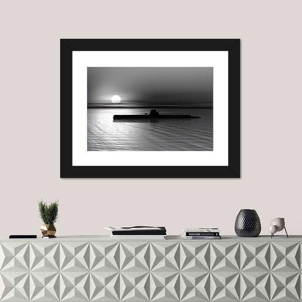 Submarine On The Sea Canvas Wall Art-5 Horizontal-Gallery Wrap-22" x 12"-Tiaracle