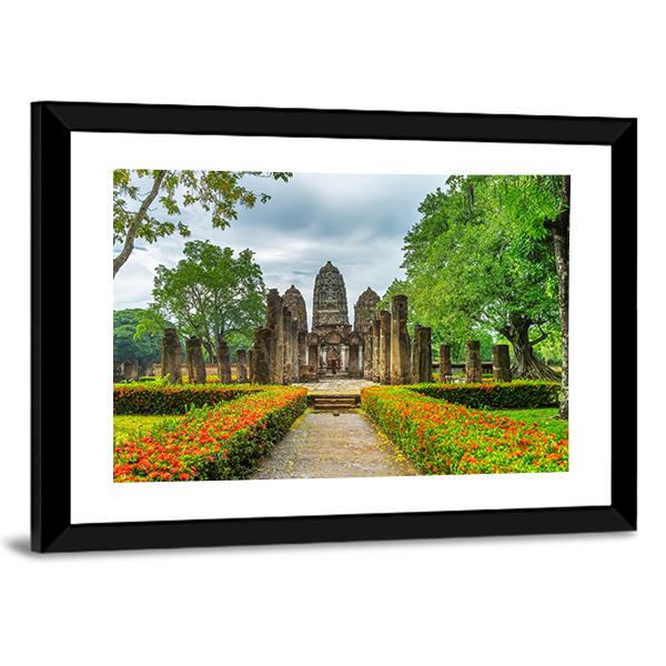 Sukhothai Historical Park Canvas Wall Art-5 Horizontal-Gallery Wrap-22" x 12"-Tiaracle