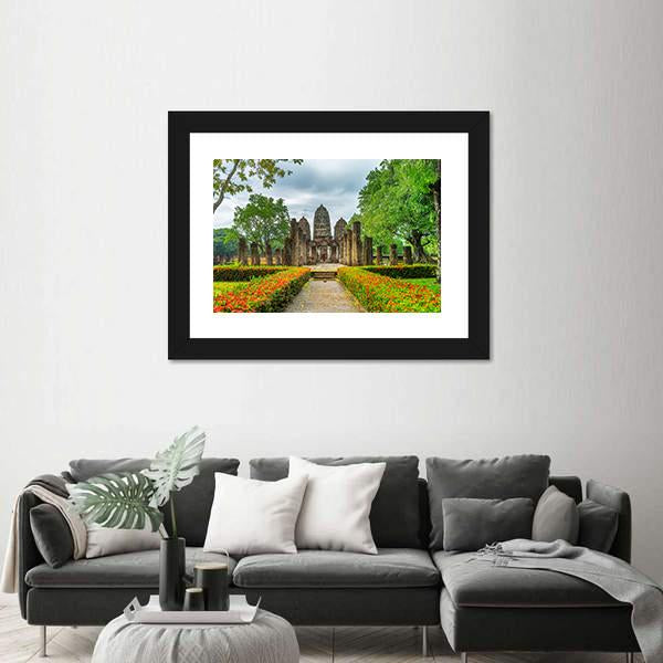 Sukhothai Historical Park Canvas Wall Art-5 Horizontal-Gallery Wrap-22" x 12"-Tiaracle