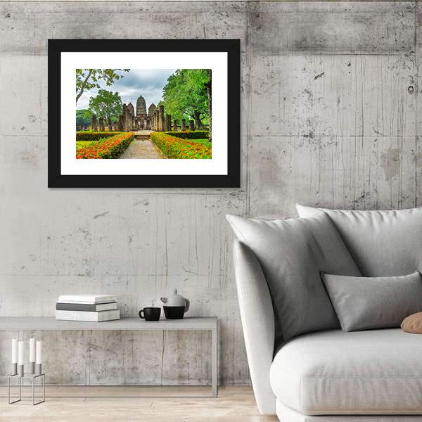 Sukhothai Historical Park Canvas Wall Art-5 Horizontal-Gallery Wrap-22" x 12"-Tiaracle