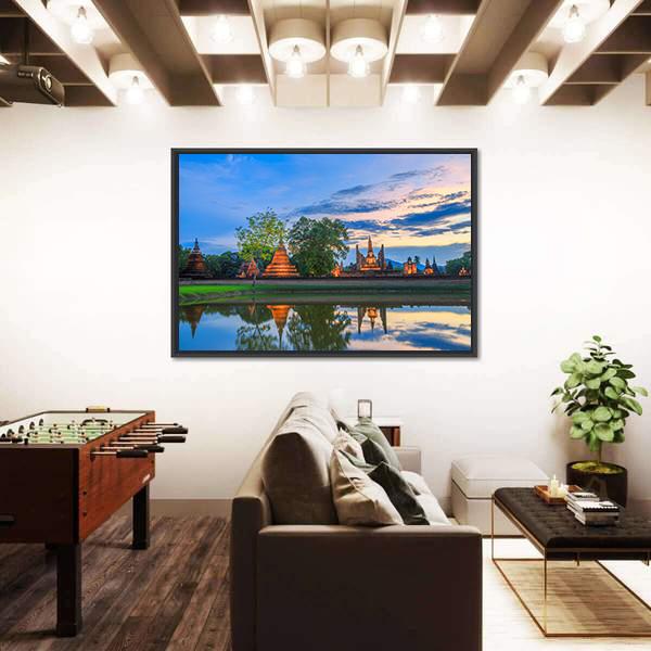 Sukhothai Historical Park In Thailand Canvas Wall Art-1 Piece-Floating Frame-24" x 16"-Tiaracle