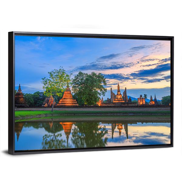 Sukhothai Historical Park In Thailand Canvas Wall Art-5 Horizontal-Gallery Wrap-22" x 12"-Tiaracle