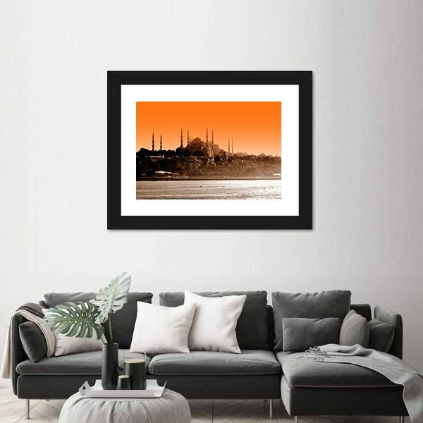 Sultan Ahmet Mosque At Sunset In Istanbul Canvas Wall Art-3 Horizontal-Gallery Wrap-25" x 16"-Tiaracle