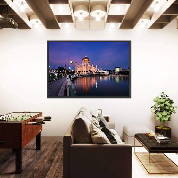 Sultan Omar Ali Saifuddien Mosque Canvas Wall Art-5 Horizontal-Gallery Wrap-22" x 12"-Tiaracle