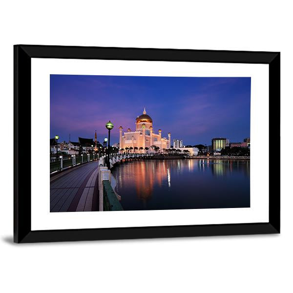 Sultan Omar Ali Saifuddien Mosque Canvas Wall Art-5 Horizontal-Gallery Wrap-22" x 12"-Tiaracle