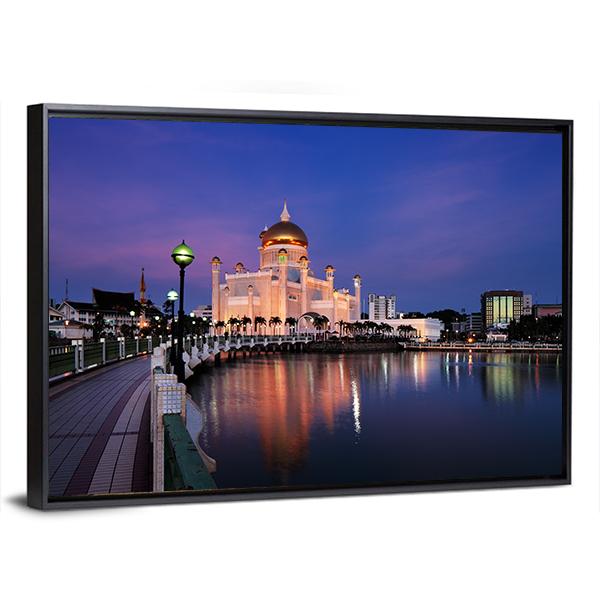Sultan Omar Ali Saifuddien Mosque Canvas Wall Art-5 Horizontal-Gallery Wrap-22" x 12"-Tiaracle