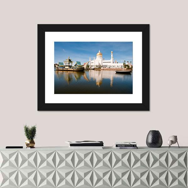 Sultan Omar Ali Saifuddin Mosque Brunei Canvas Wall Art-1 Piece-Framed Print-30" x 20"-Tiaracle