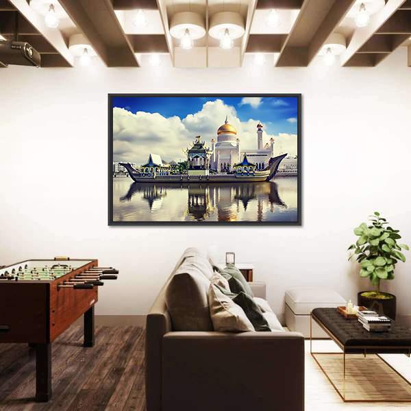 Sultan Omar Ali Saifudding Mosque Canvas Wall Art-5 Horizontal-Gallery Wrap-22" x 12"-Tiaracle