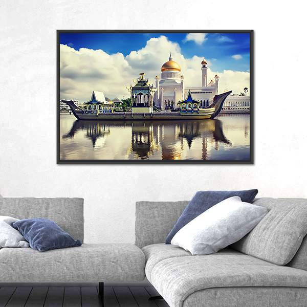 Sultan Omar Ali Saifudding Mosque Canvas Wall Art-5 Horizontal-Gallery Wrap-22" x 12"-Tiaracle