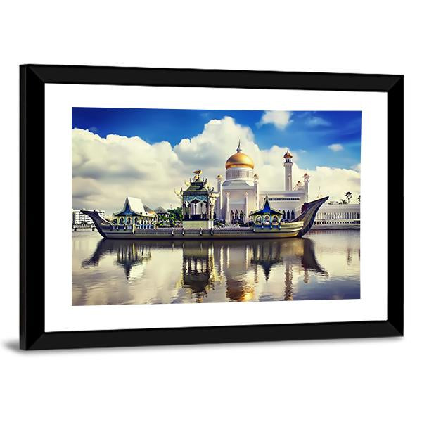 Sultan Omar Ali Saifudding Mosque Canvas Wall Art-5 Horizontal-Gallery Wrap-22" x 12"-Tiaracle