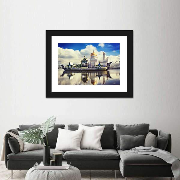 Sultan Omar Ali Saifudding Mosque Canvas Wall Art-5 Horizontal-Gallery Wrap-22" x 12"-Tiaracle