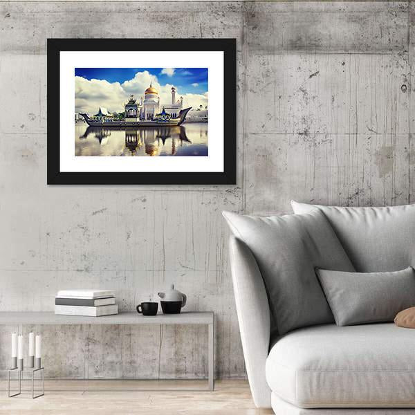 Sultan Omar Ali Saifudding Mosque Canvas Wall Art-5 Horizontal-Gallery Wrap-22" x 12"-Tiaracle