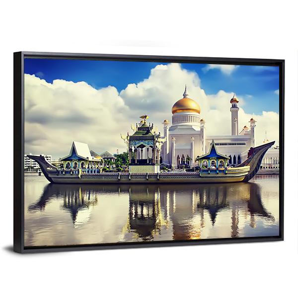 Sultan Omar Ali Saifudding Mosque Canvas Wall Art-5 Horizontal-Gallery Wrap-22" x 12"-Tiaracle