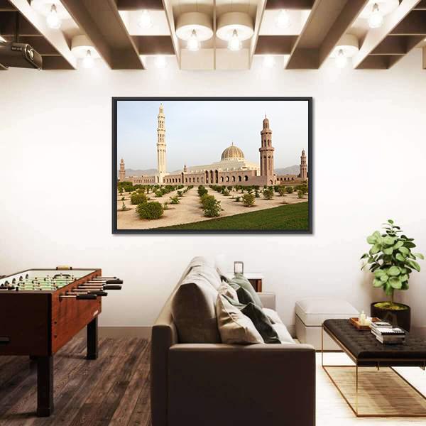 Sultan Qaboos Grand Mosque Muscat Canvas Wall Art-1 Piece-Floating Frame-24" x 16"-Tiaracle