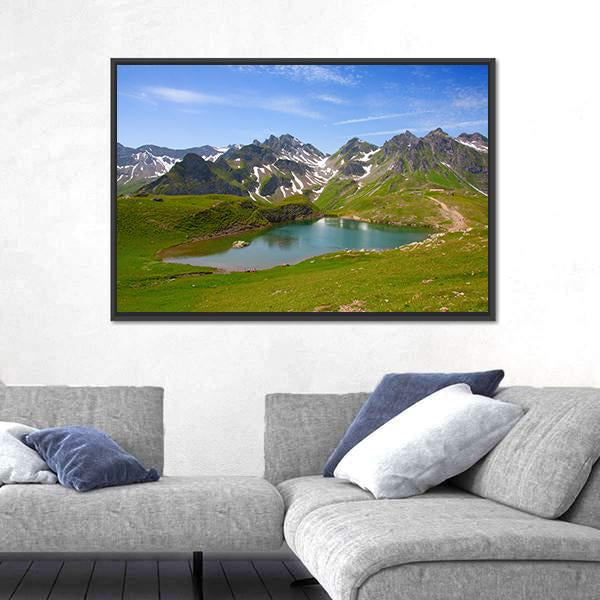 Summer Alpine Landscape Canvas Wall Art-5 Horizontal-Gallery Wrap-22" x 12"-Tiaracle