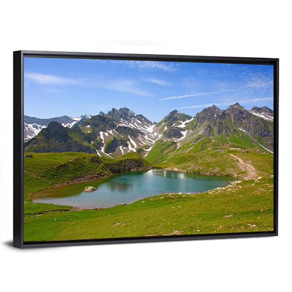 Summer Alpine Landscape Canvas Wall Art-5 Horizontal-Gallery Wrap-22" x 12"-Tiaracle