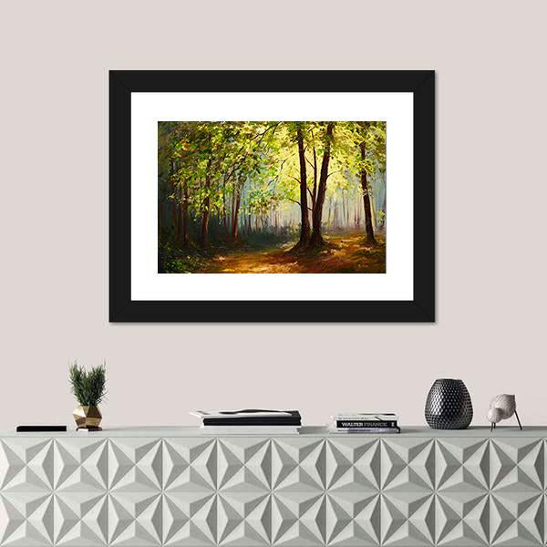 Summer Forest Abstract Canvas Wall Art-1 Piece-Framed Print-20" x 16"-Tiaracle